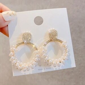 New Pearl Earrings Vintage Crystal Drop Earrings for women Fashion Statement Dan